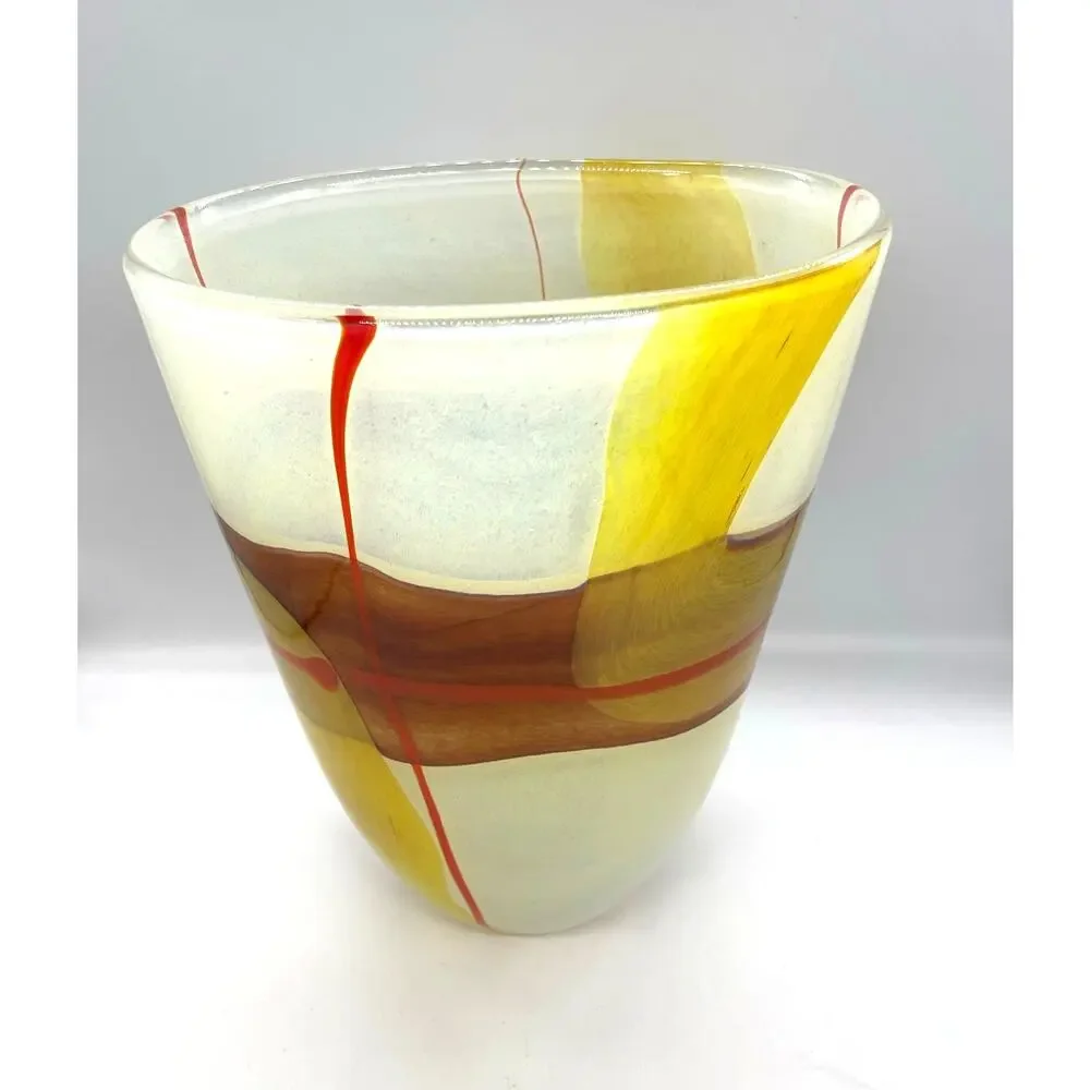 Vilniaus Stiklo Studija Modernist Lithuanian Art Glass Vase 12.5